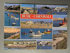 Vintage 1990s Bude Cornwall England UK Postcard Posted Boats Beach Seaside Town picture