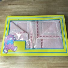 Vntg Rosebud Baby  Pink Blanket Lace Ribbon Edge Approx  34