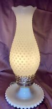  Vintage Hobnail Milk Glass Hurricane Lamp 13.5” Key Turn Switch Works. picture