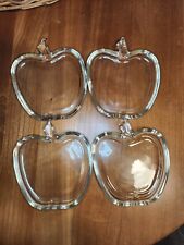 Vintage Apple Shaped Clear Glass Trinket Soap Dish Saucer Candy Teacher Gift picture
