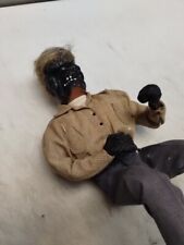 Weird Folk Art Doll. Sitting Burnt Man. Very Unique. Creepy Old. Real Human Hair picture