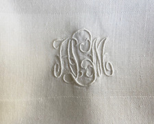 Two Large Vintage 24 Inch DAMASK LINEN DINNER NAPKINS with Fancy AMJ MONOGRAMS picture