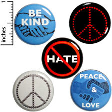 Peace 5 Pack Buttons for Backpacks Pins Positive No Hate Gift Set 1 Inch P3-2 picture