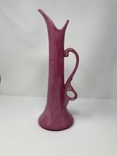 Vintage Pink Purple Ceramic Pictcher MCM Design 13” picture