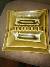 Pair Large Vintage Ashtrays  Green & Earth Tones picture