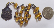 Antique catholic Sain Ann Saint Mary chaplet rosary gem Citrine beads 52867 picture