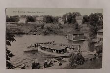 Postcard WI Okauchee View Boat Landing Lake Transportation Harbor Vintage 12 L1 picture
