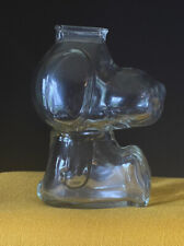 Snoopy Coin Bank Vintage 1960's Clear Glass Peanuts Anchor Hocking picture