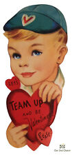 Valentine Card Young Boy Baseball  Let’s Team Up 1950s Greeting  picture