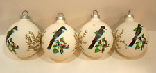 Lot of 4 Vintage Rauch Glass Ornaments Robin in Cherry Tree Gold Glitter Branch picture