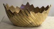 Vintage Brass Bachelor/Oval Planter Jagged Raised Edge picture