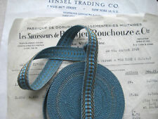 Antique/Vintage French Metallic Blue/Gold Ribbon Trim Tape  picture