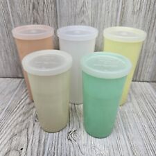 Vintage Tupperware Cups Lot Of 5 Pastel 115 296 296 Large And Small With Lids picture