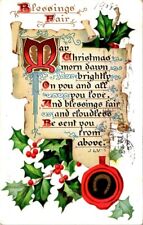 vintage postcard - TUCKS, Christmas poem with holly posted 1907 picture