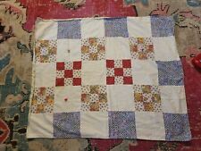 Vintage strawberries strawberry & flowers floral mini lap quilt handmade 36x31 picture