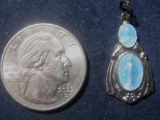 Two Way Medal Vintage Sterling Silver, Enamel, Miraculous Medal, Scapular Medal picture