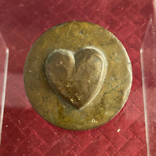 Antique Large Brass Heart Civil War Era Bridle Rosette Medallion c.1860’s picture