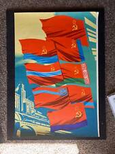 1980s Soviet Union Communist Flag Propaganda - Original Vintage USSR Propaganda picture