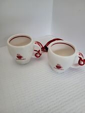 2003 Starbucks Collectible CHRISTMAS TREE  SNOWFLAKES Red Mini Mug Cup Ornaments picture