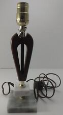 VTG Italian Wood Double Marble Base Lamp Metal Accents 12