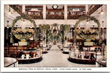 MARSHALL FIELD & COMPANY CHICAGO, ILL POSTCARD Interior, State Street Aisle, Vtg picture