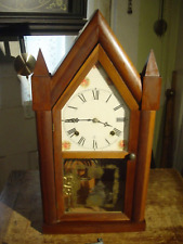 VINTAGE E. INGRAHAM 1915 EIGHT DAY HANDMADE STEEPLE CLOCK RUNNING BUT SLOW picture