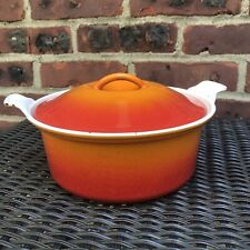 Vintage Le Creuset #22 Casserole Dutch Oven Enameled Cast Iron Orange 8” Lid picture