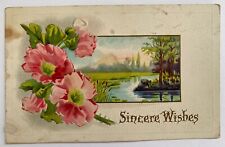 Antique Sincere Wishes Embossed Flowers Postcard Unposted Divided Back picture