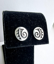 VINTAGE NAVAJO 925 STERLING SILVER ABSTRACT MODERNIST EARRINGS picture