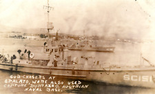 WWI US Navy Submarine Chaser Ship Capture Austrian Naval Base Postcard Rppc picture