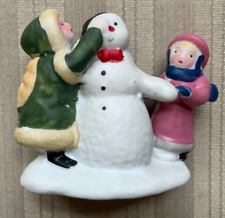 Vintage Lemax Dickensvale Christmas Village Collection Porcelain Snowman & Kids picture