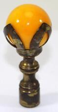 c.1930's Antique Yellow Glass Marble Ball Lamp Finial picture