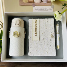 New Starbucks China Winter Pure White Thermos Cup Pearl Chain Notebook Set Gifts picture