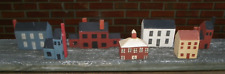 7 Homemade & Handpainted Mini Wooden Buildings-3 Lg Houses 3 Sm Houses & School picture