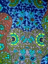 Iconic Florescent OWLS in Floral Paisley 1960's Novelty Fabric Upholstery Dress picture