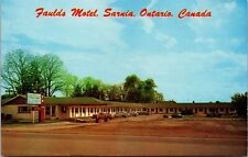 Vtg Sarnia Ontario Canada Faulds Motel 1950s Old Chrome View Postcard picture