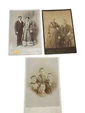 Antique Cabinet Card Portraits of Families Victorian Clothing 4x6 Lot of 3 picture