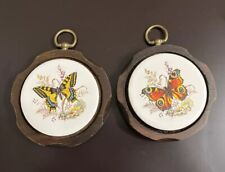 Vintage Cottage Style Pine And Tile Butterfly Wall Art Pictures picture