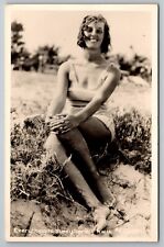 Vintage RPPC: Stunning Woman in Bathing Suit at Greenland NH Beach - Rare Find picture