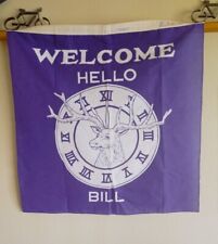 Vtg Welcome Hello Bill Elks Club Purple Shed Flag 3x3 Banner NOS Detco USA  picture