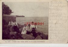 pre-1907 I WISH YOU WERE WITH US ON LAKE WINNEBAGO 3 couples on shore 1908 picture