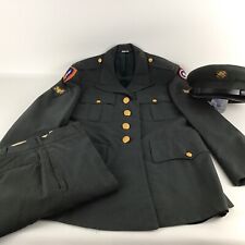 Vintage 1970s Vietnam Era US Army Green Dress Uniform 37R Jacket Pants 31/34 Hat picture