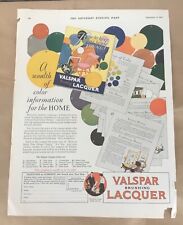 Valspar Lacquer paint ad 1927 orig vintage print 1920s art illus home decor picture