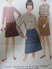 Vtg 60's McCall's 8442 FRONT-BUTTONED YOKED SHIRT & SKIRT Sewing Pattern Women picture