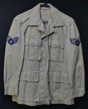 Cold War USAF Airman First Class Bush Jacket Mans Tan Cotton Tropical 38S Coat picture