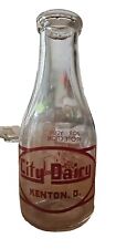Vintage Milk Bottle City Dairy Kenton O. For Your Protection Red Graphics picture