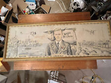 Charles Lindbergh Spirit of St. Louis 1927 Historic Tapestry Mural RARE Framed picture