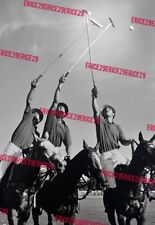 Three Polo Players Pose On Horses Equestrian Polo OOAK B/W Photograph 11” x 14” picture