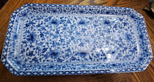 CHINESE CHINOISERIE BLUE & WHITE 15'' PORCELAIN TRAY picture