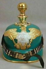 WWI Leather German Pickelhaube Officer's Prussian Imperial Helmet Green Color picture